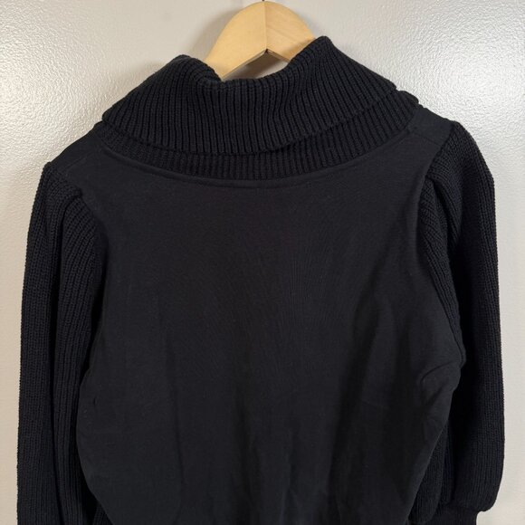 Anthropologie Dolan Cowl Neck Sweater Size Large Black Pullover Puff Sleeve - Picture 10 of 12